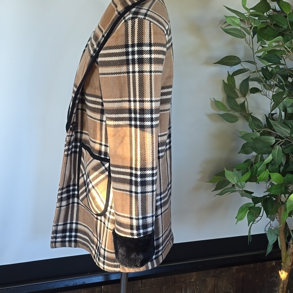 Plaid Shawl Collar Coat - Picture 3 of 9